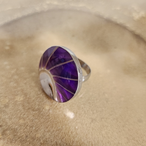 Purple Shell Adjustable Large Statement Ring - Picture 3 of 5